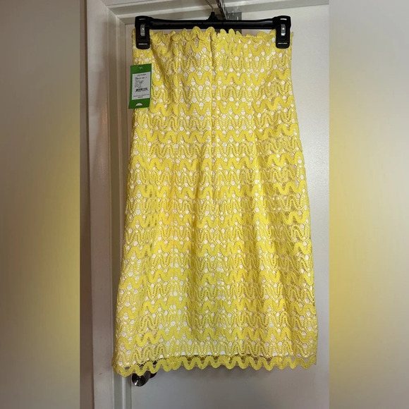 NWT Lilly Pulitzer Lakeland Ric Rac Lace Strapless Dress Starfruit Yellow Size 2 - Picture 4 of 13